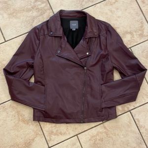 Burgundy flux leather moto jacket